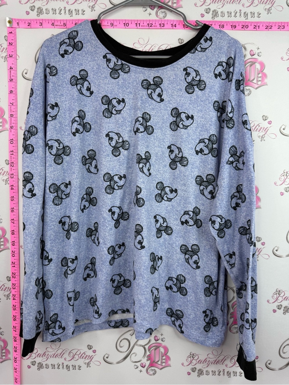 Disney long sleeve shirt Light Blue and Black Mickey Mouse Pullover